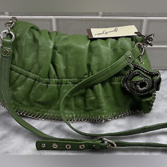 Junior Drake Handbags - NWT, Junior Drake Italian Leather Shoulder Handbag Purse GREEN CLOVER GALA